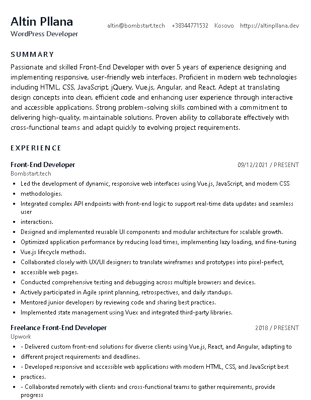 Compact Resume Template